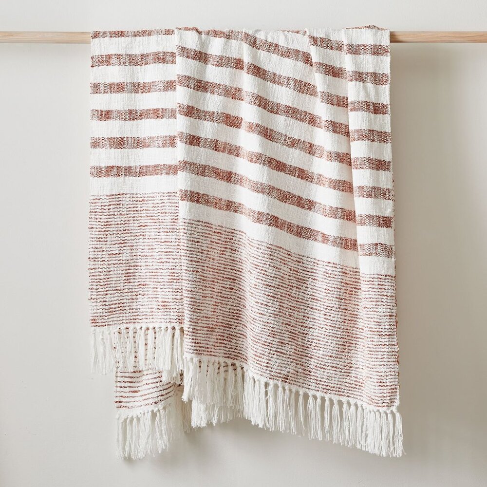 West Elm Classic Stripe Throw Blanket in Terracotta Stripe